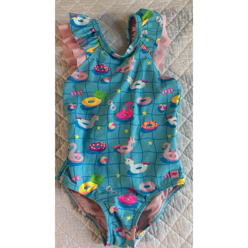 Girls Ruffle Butts 1 Pc Swimsuit 4T Worn Once Summer Fun Pool Beach